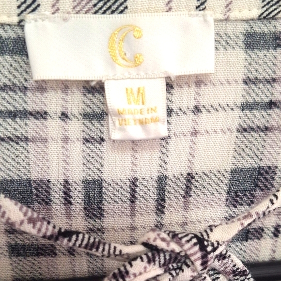 C Surplice Front Plaid Long sleeve Women's Shirt Size M - Picture 5 of 7